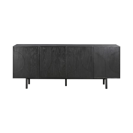 Armen Living Holland 4 Door Sideboard Buffet in Black Brushed Oak Wood LCHNBUBLK